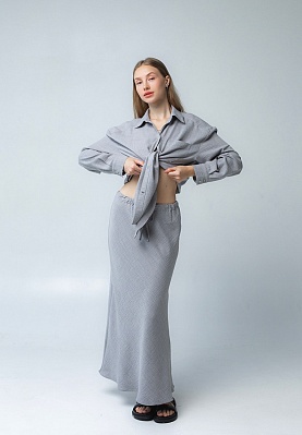 Week women's grey viscose linen bulk shirt 242-08-008-1, фото 1 